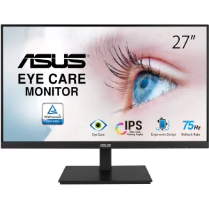 ASUS VA27DQSB Eye Care Monitor – 27 inch, FHD (Full HD 1920 x 1080), IPS, Frameless, 75Hz, Adaptive-Sync, DisplayPort, HDMI, Eye Care, Low Blue Light, Flicker Free, Wall Mountable