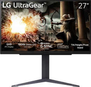 LG 27" UltraGear™ QHD 200Hz 1ms G-Sync Compatible IPS Gaming Monitor