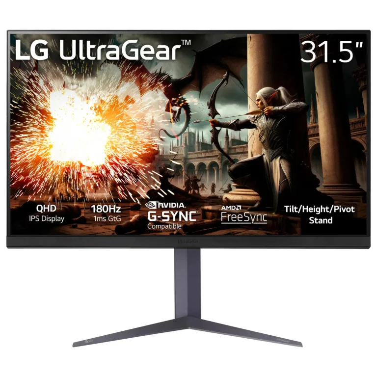 LG 32″ UltraGear QHD 1440P 180Hz 1ms G-Sync Compatible DisplayHDR 400 IPS Gaming Monitor