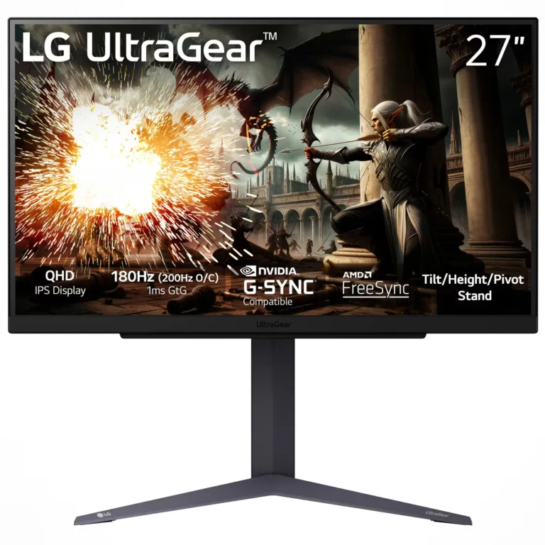 LG 27″ UltraGear QHD 1440P 200Hz 1ms G-Sync Compatible IPS Gaming Monitor