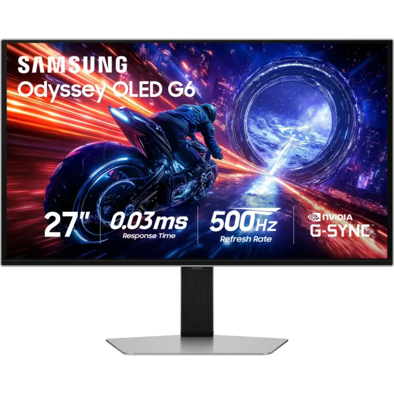 Samsung 27″ Odyssey OLED G6 G60SF QHD 500Hz G-Sync Compatible Gaming Monitor