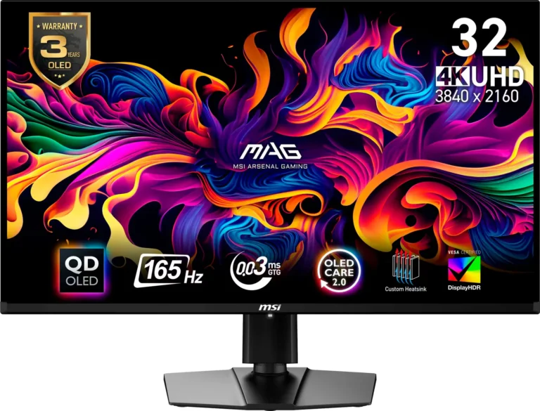 MSI MAG 321UP QD-OLED 32″ OLED UHD 165Hz 0.03ms Adaptive Sync Gaming Monitor